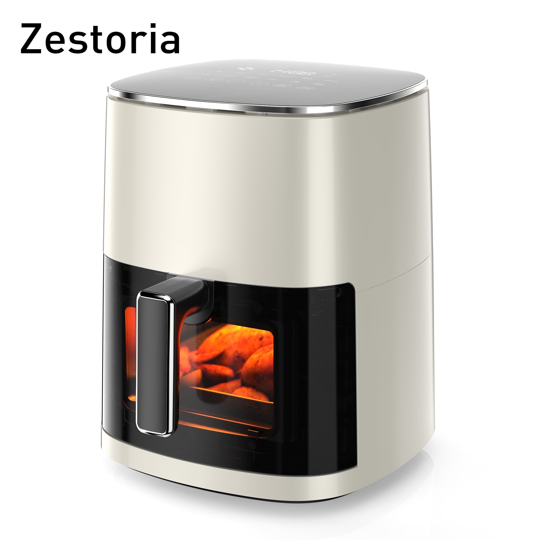 Zestoria 6qt Window Air Fryer - 12-in-1 Multi-Cooker with 400F, Dehydrate, Bake & Steam, Beige