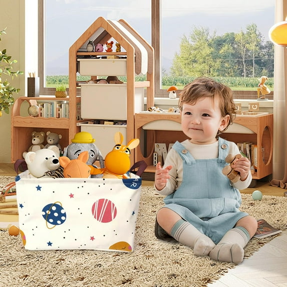 ZestqaQ Multi-Functional Collapsible Storage Basket, Waterproof Dirty Laundry Basket, Space-Saving Toy and Sundries Organizer with Leather Handles, Easy to Clean