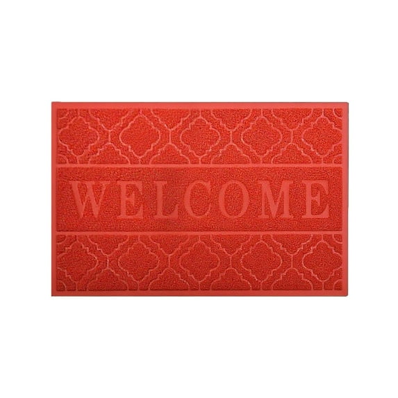 ZestqaQ Three Dimensional Embossed Welcome Mat, High Grade PVC Door Mat, Scratch Counteractive Easy to Clean Entry Mat, Durable Outdoor Doormat for Home Entrance