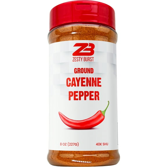 Zesty Burst Ground Cayenne Pepper Powder 8 oz. | 0 Fillers or Additives | Great on Any Food That Requires Heat