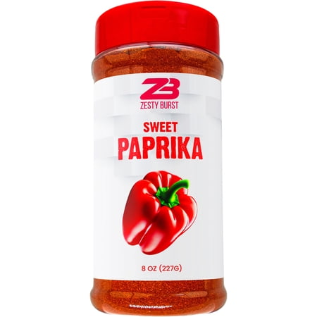 Zesty Burst Ground Sweet Paprika Powder 8 oz. | 0 Fillers or 0 Additives | Versatile Seasoning for Any Recipe