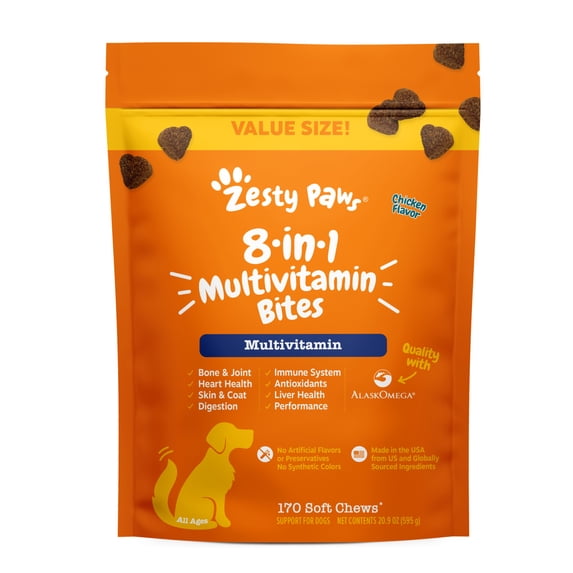 Zesty Paws 8-in-1 Multivitamin Bites Chicken Flavor Dog Supplement, 170 Count