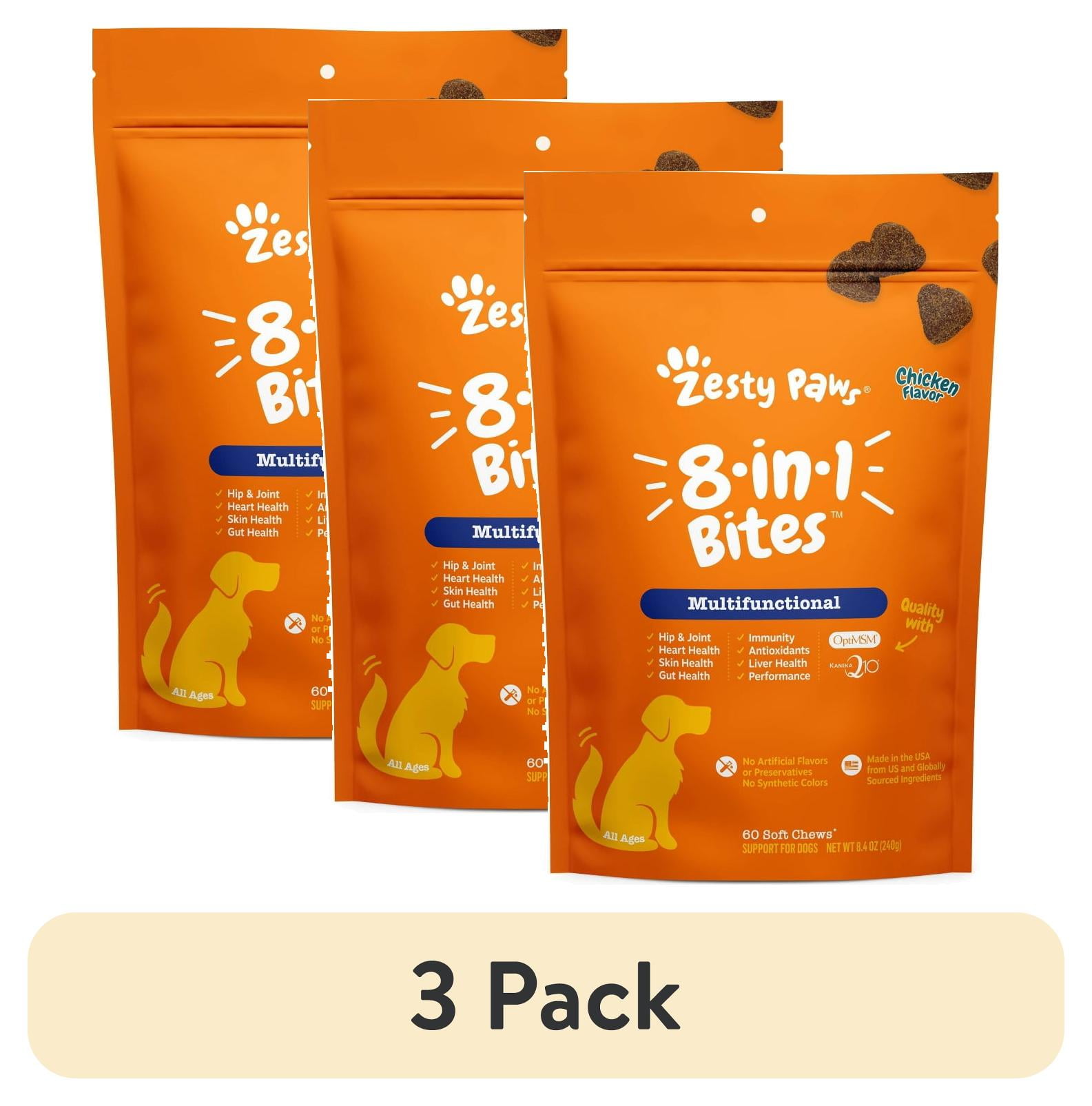 3 pack Zesty Paws 8 in 1 Multivitamin Bites for Dogs Chicken