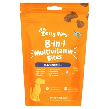 Zesty Paws 8-in-1 Multivitamin Bites for Dogs, for Overall Wellbeing, Chicken 60ct
