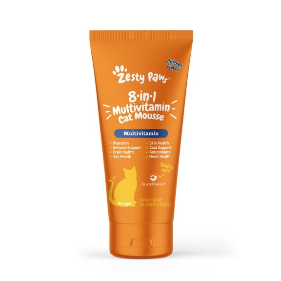 Zesty Paws 8-in-1 Multivitamin Mousse Chicken Flavor Cat Supplement, 3 oz tube