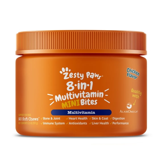 Zesty Paws 8-in-1 Multivitamin Mini Bites for Small Dogs, Chicken, 90 ct