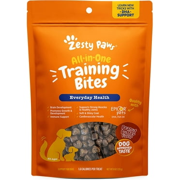 Zesty Paws All-in-One Training Treats for Dogs, Peanut Butter, 8 oz Dry Soft Chews