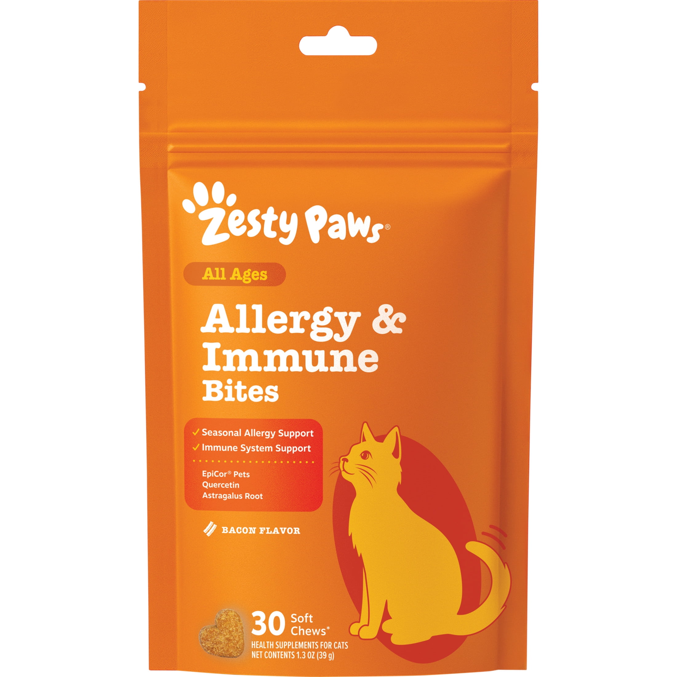 Zesty Paws Cat Allergy & Immune Bites Bacon Flavor, 30 Count