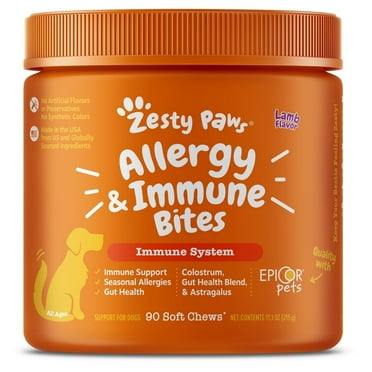 Zesty Paws Allergy & Immune Bites for Dogs, for Seasonal Allergies, Lamb 90ct