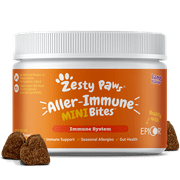 Zesty Paws Allergy & Immune Mini Bites for Small Dogs, for Seasonal Allergies, Immune + Sensitive Skin & Gut Health, Lamb Flavor, 90 Soft Chews