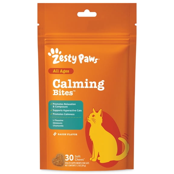 Zesty Paws Calming Bites Bacon 30ct - Cat (Pouch)