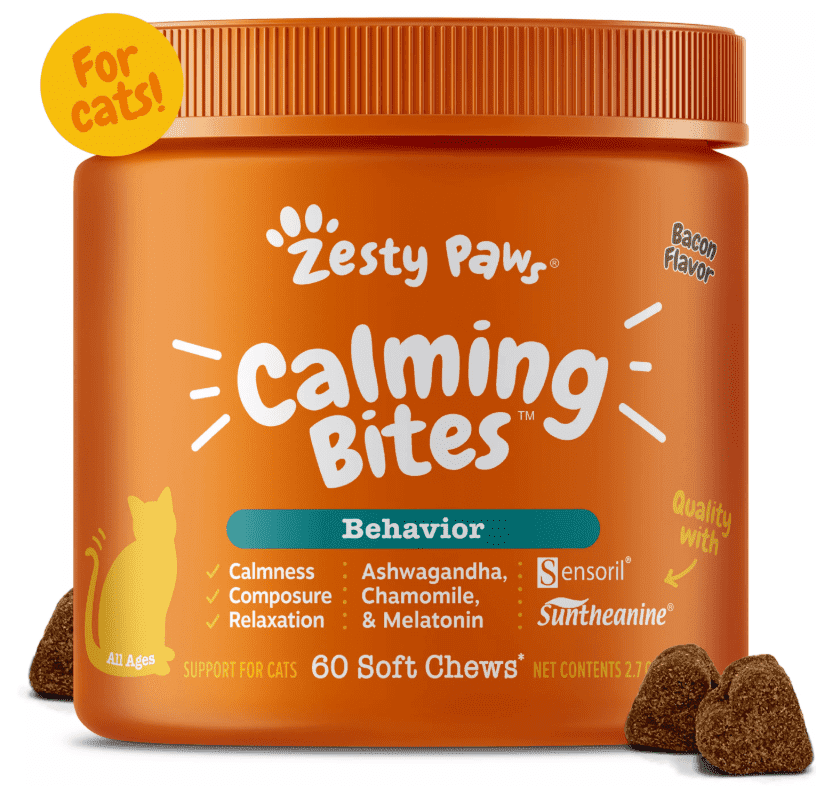 Zesty Paws Calming Bites for Cats - Bacon Flavor - 60 Ct