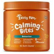 Zesty Paws Calming Bites for Cats, Stress & Anxiety Relief Behavior Supplement, Bacon Flavor, 60ct