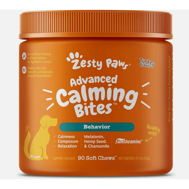 Zesty Paws Calming Bites for Dogs Allergy Relief 90 Soft Chews Pet Treats