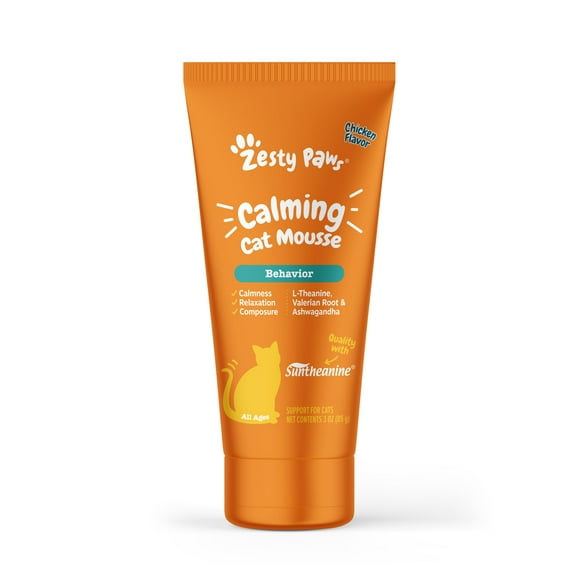 Zesty Paws Calming Mousse for Cats with L-Theanine, Stress & Anxiety Relief, 3 oz