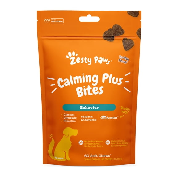 Zesty Paws Calming Plus Bites Turkey Flavor, 60 Count