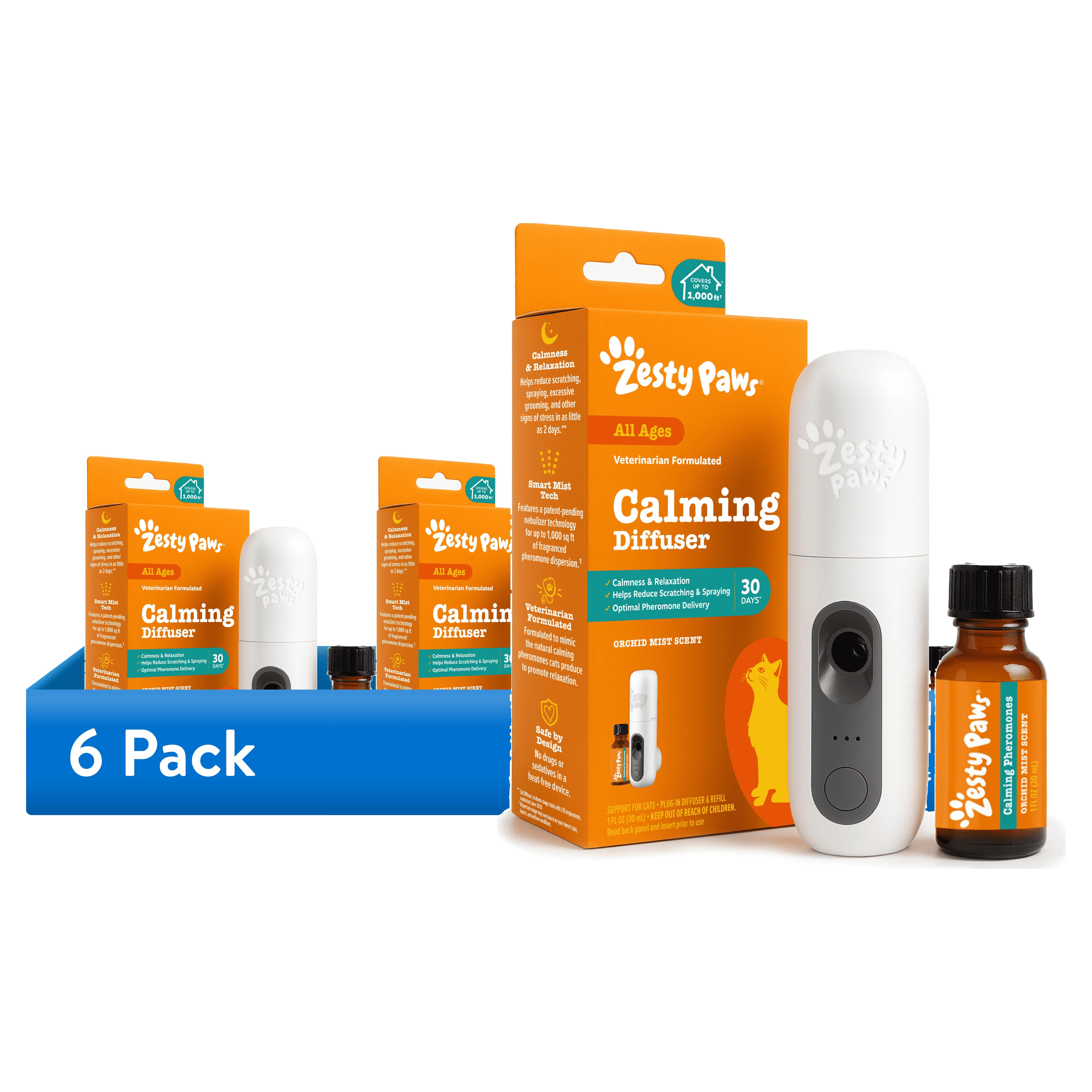 (6 pack) Zesty Paws Cat Calming Diffuser - Starter Kit