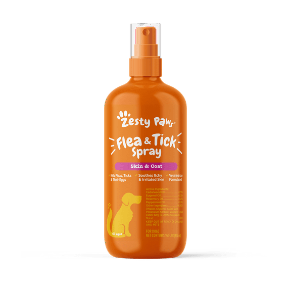 Zesty Paws Flea & Tick Spray for Dogs, to Repel & Kill Flea & Ticks, 16oz Bottle