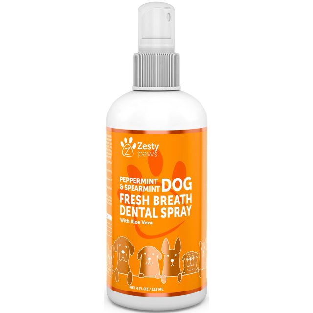 Zesty Paws Fresh Breath Dental Spray for Dogs, Mint & Aloe Vera, 4 oz