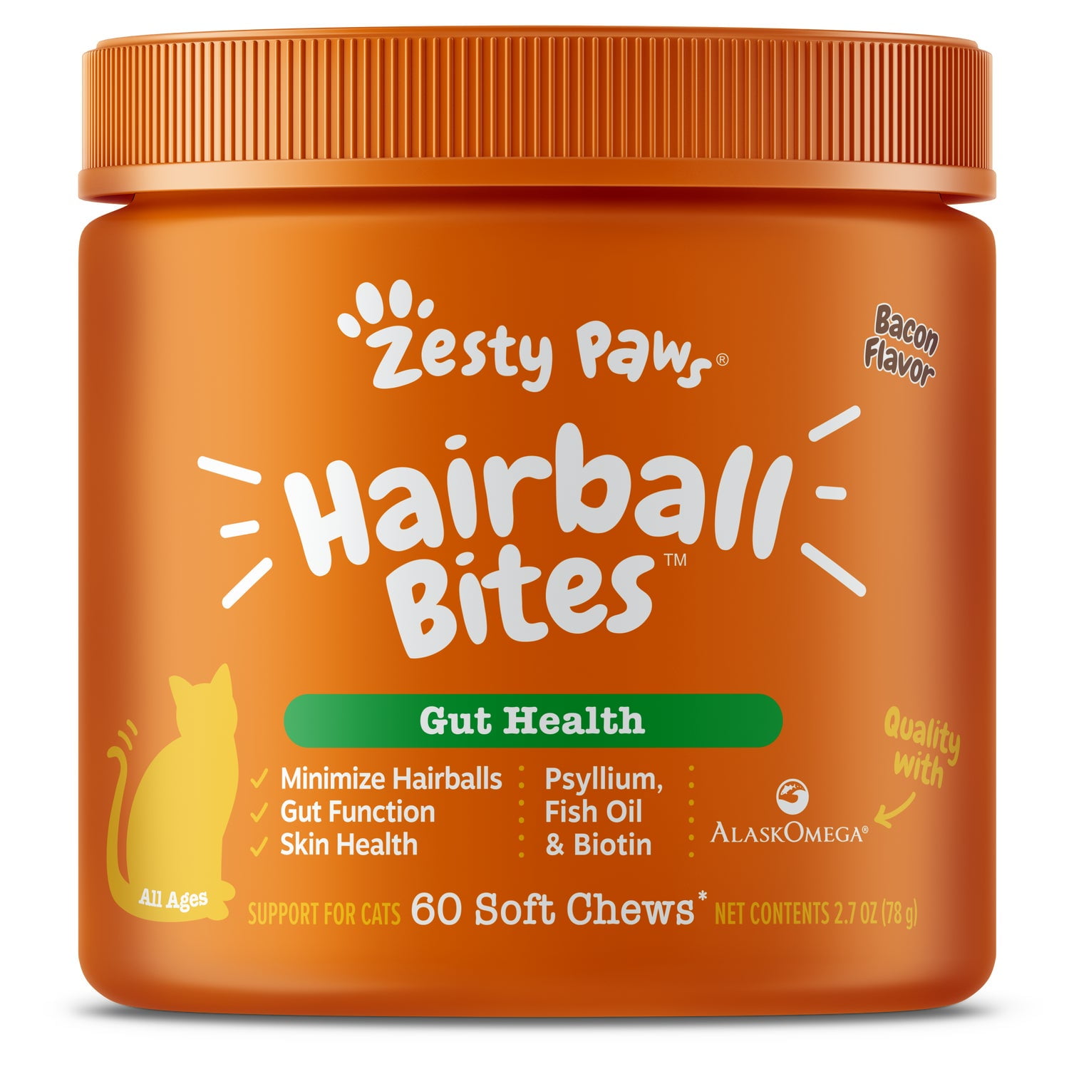 Zesty Paws Hairball Bites for Cats, Supports Hairball Reduction