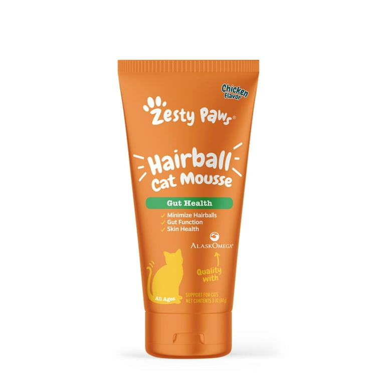 Zesty Paws Hairball Cat Mousse, for Gut Health, 3oz Tube - Walmart.com
