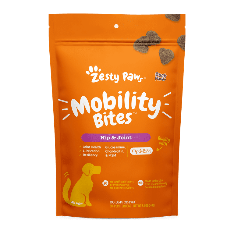 Zesty Paws Mobility Bites Duck Flavor Hip & Joint Support Soft Chews For Dogs Zesty Paws Mobility Bites Duck Flavor Hip & Joint Support Soft Chews For Dogs