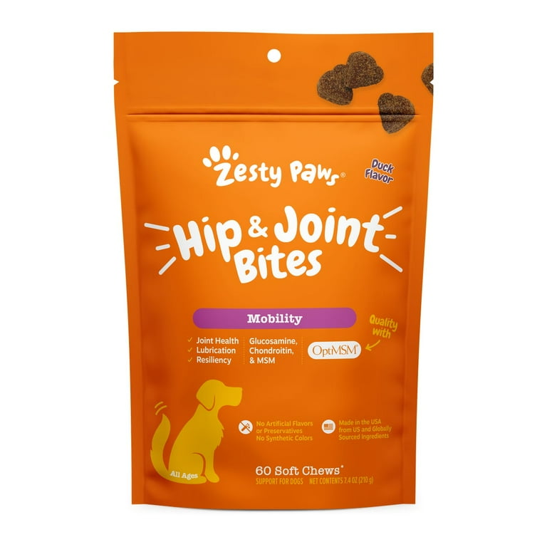 Zesty Paws Mobility Bites Duck Flavor Hip & Joint Support Soft Chews For Dogs Zesty Paws Mobility Bites Duck Flavor Hip & Joint Support Soft Chews For Dogs