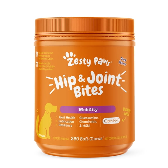 Zesty Paws Hip & Joint Bites Duck Flavor Dog Supplement, 250 Count
