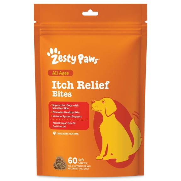 Zesty Paws Itch Relief Bites Chicken Flavor Dog Supplement, 60 Count