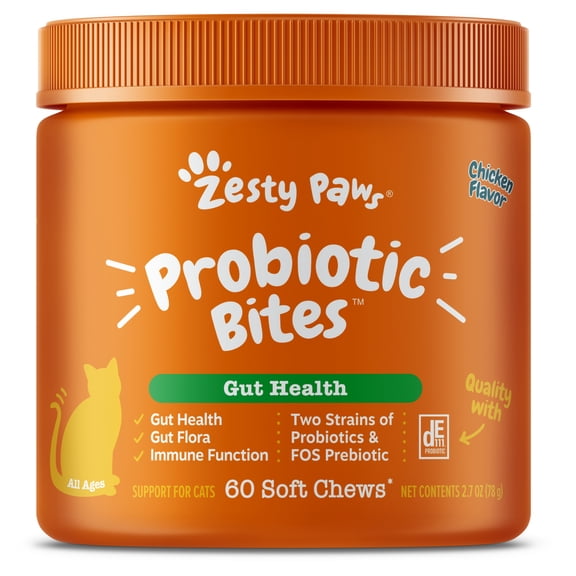 Zesty Paws Probiotic Bites Chicken Flavored Cat Supplement, 60 Count