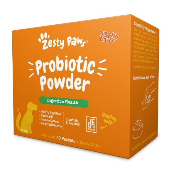 Zesty Paws Probiotic Powder Pumpkin Flavor Dog Supplement, 30 Count