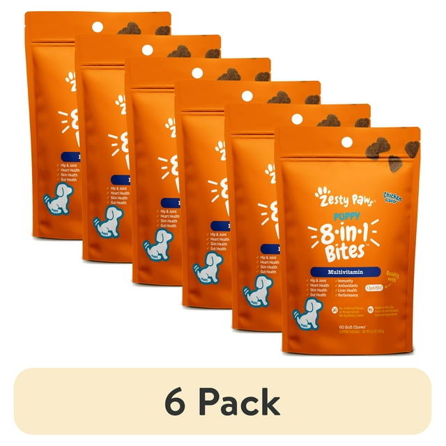 (6 pack) Zesty Paws Puppy 8in1 Multivitamin Bites, Overall Wellbeing