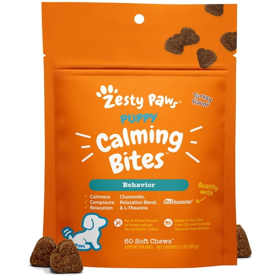Zesty Paws Puppy Calming Bites Turkey Flavor Dog Supplement, 60 Count
