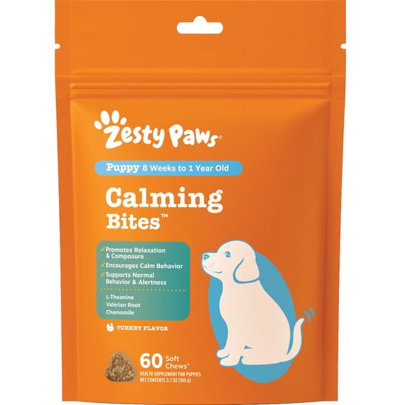 Zesty Paws Puppy Calming Bites Turkey Flavor Dog Supplement, 60 Count