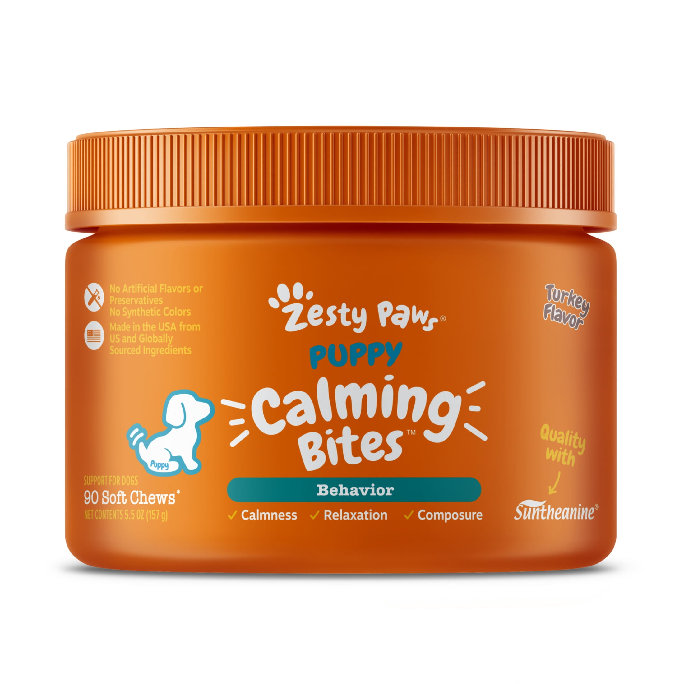 Zesty Paws Puppy Calming Bites Turkey Flavor Dog Supplement, 90 Count