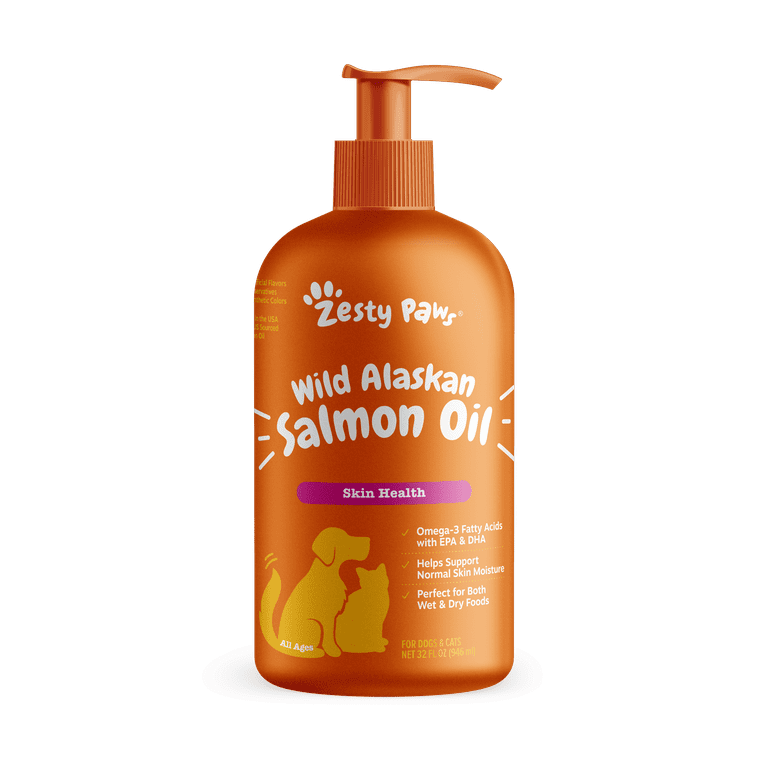 Wild Alaskan Salmon Oil for Dogs & Cats Skin Health with Omega 3 –