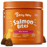 Zesty Paws Salmon Bites for Dogs, for Skin Health, Salmon Flavor 90 ct
