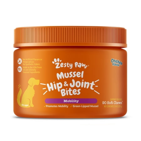 Zesty Paws Mussel Hip & Joint Bites Chicken Flavor Dog Supplement, 90 Count