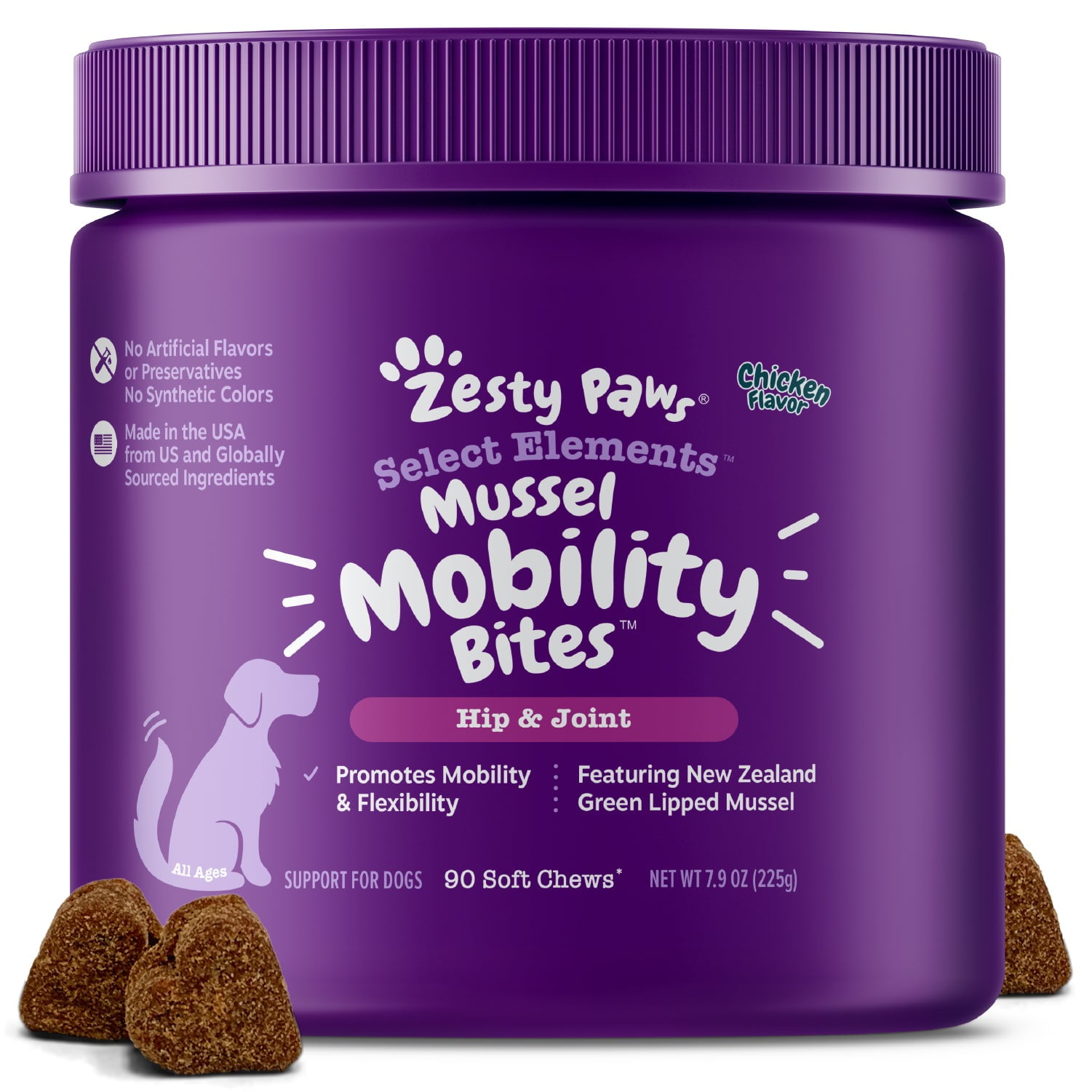 Zesty Paws Select Elements Mussel Hip & Joint Mobility Bites for Dogs