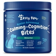 Zesty Paws Senior Advanced Calming & Cognition Behavior Bites for Senior Dogs, for Brain Function & Stress Support, Chicken Flavor, 90ct
