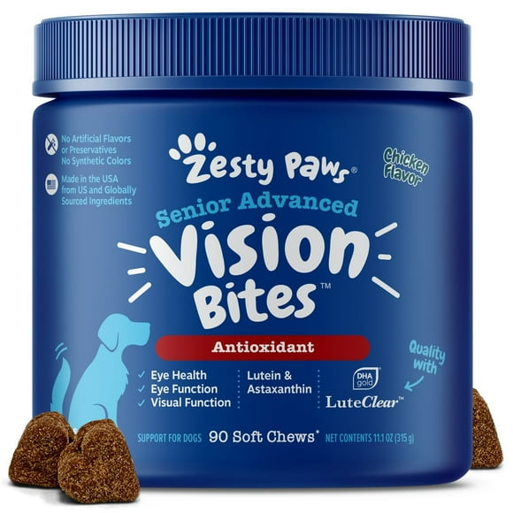 Zesty Paws Senior Advanced Vision Bites for Senior Dogs, Chicken 90 ct
