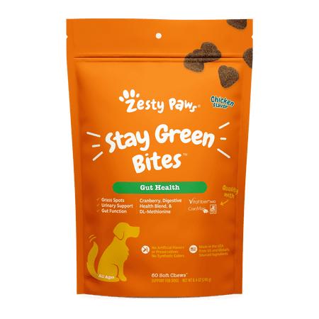 Zesty Paws Stay Green Bites for Dogs, Chicken 60ct, Grass Protection Urine Neutralizer & Digestive Supplement for Dogs