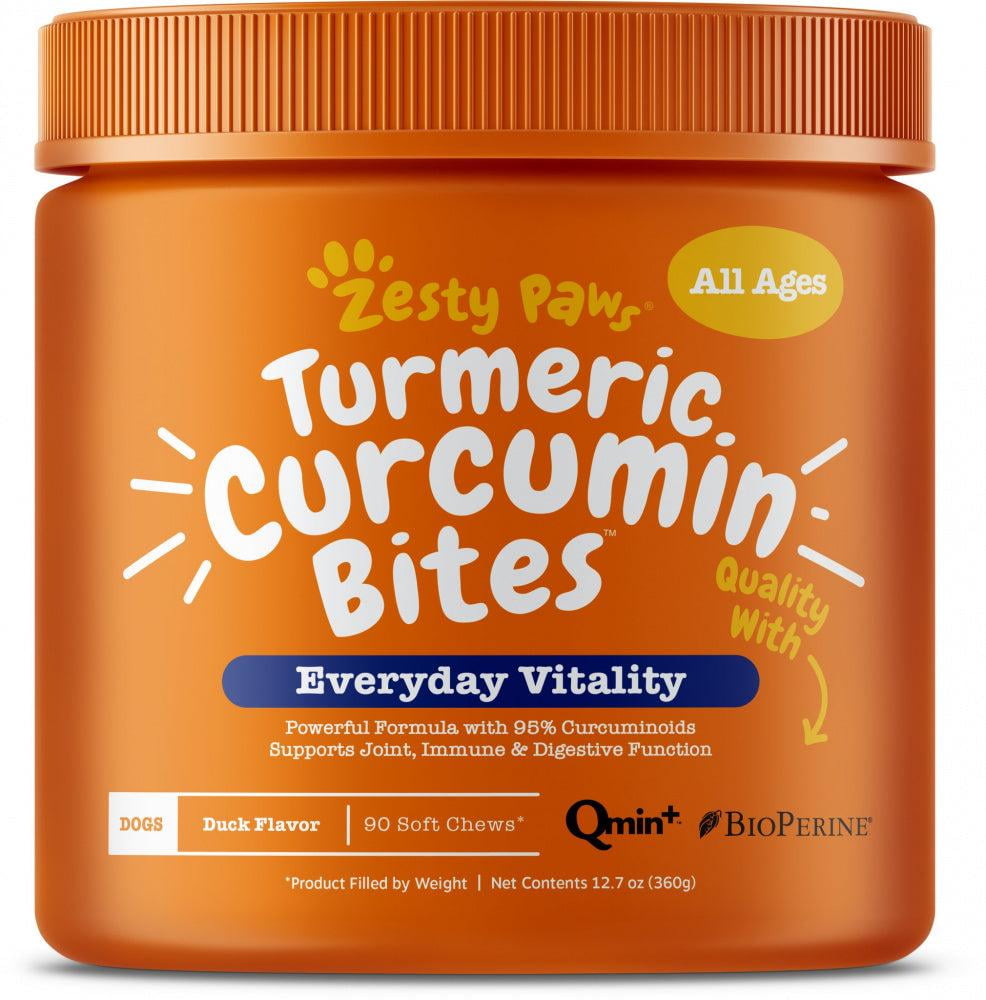 Zesty Paws Turmeric Curcumin Bites Joint and Immune Health Duck Soft Chews for Dogs 12.7-oz