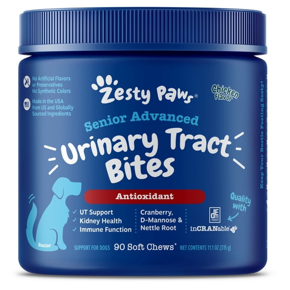 Zesty Paws Urinary Tract Bites Chicken Flavor Dog Supplement, 90 Count