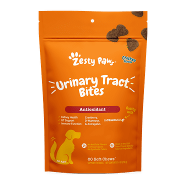 Zesty Paws Urinary Tract Cranberry Bites,  Functional Dog Supplement for Kidney Health & Urinary Tract Support, Chicken Flavor, 60 Count