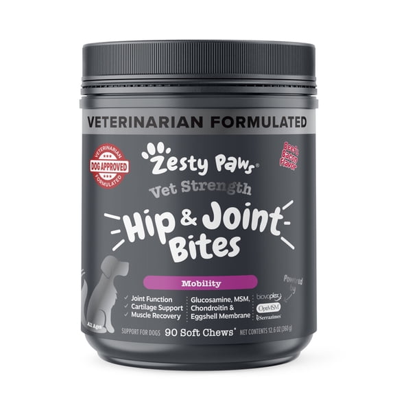 Zesty Paws Vet Strength Hip & Joint Bites Beef & Bacon Flavor Dog Supplement, 90 Count