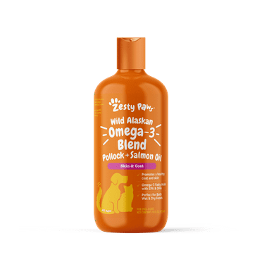 Zesty Paws Wild Alaskan Omega-3 Blend Pollock   Salmon Oil for Dogs & Cats, Promotes a Healthy Coat & Skin, 16oz