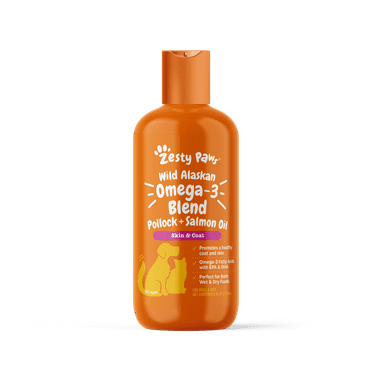Zesty Paws Wild Alaskan Omega-3 Blend Pollock + Salmon Oil  for Dogs & Cats, to Promote Soft Skin & Shiny Coat, 8oz