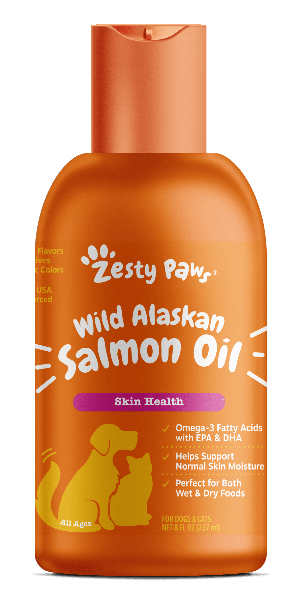 Zesty Paws Wild Alaskan Salmon Oil Formula for Dogs or Cats, for Skin