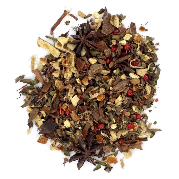 Zesty Tulsi Herbal Loose Leaf Tea Pouches - 16oz | Holy Basil Kadha Blend with Ginger Peppercorn & Spices | Caffeine-Free Herbal Infusion | Serve Hot or Iced | Naturally Tasty